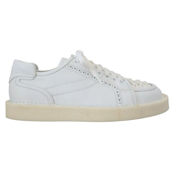 Dolce Gabbana White Leather Low Top Oxford Sneakers Casual Men's